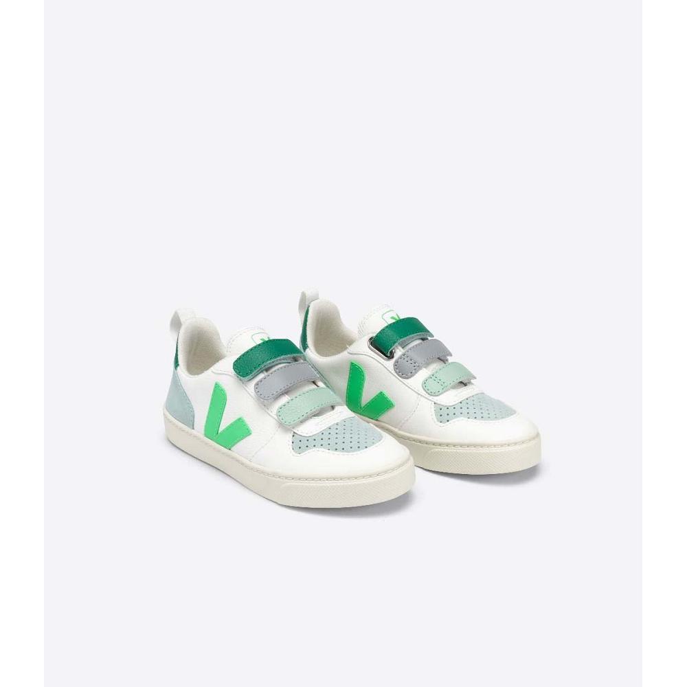 Veja V-10 CHROMEFREE Schoenen Kinderen White/Green | BE 741MQZ